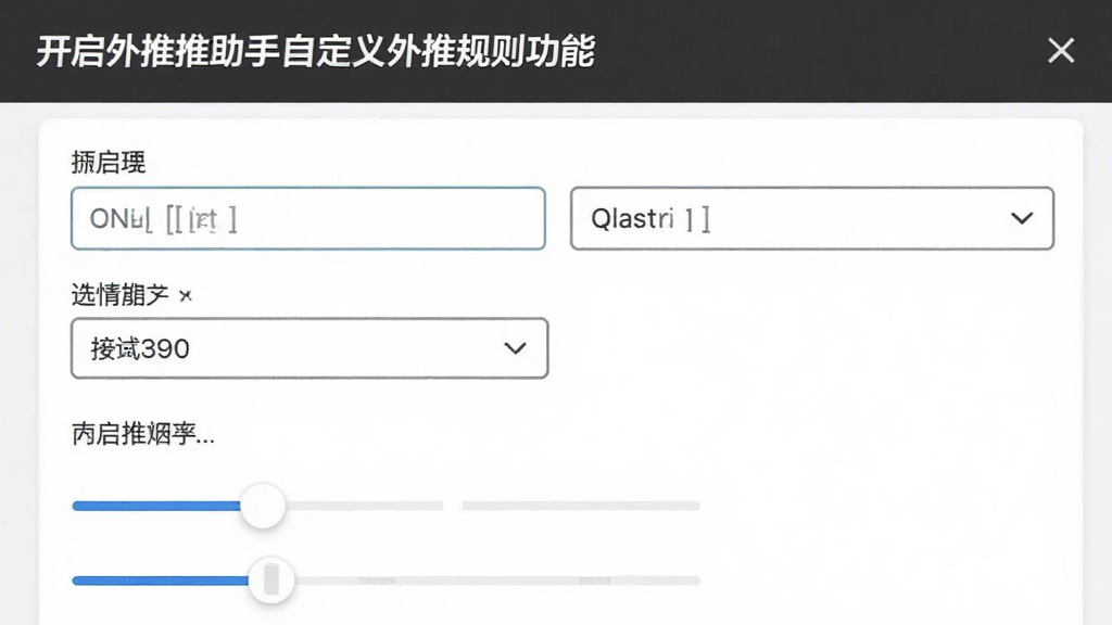 一张展示开启外推助手自定义外推规则功能的图片,主体为软件设置面板,布局为表单式排列,排版简洁,风格为极简工具风,细节包括输入框、下拉菜单、滑块控件,画质高清,干净,无多余元素