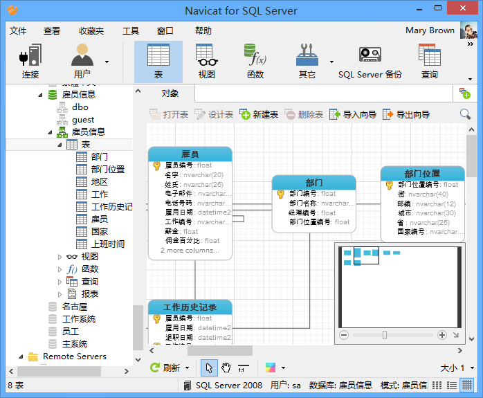 Navicat for SQL Server 操作界面 截图