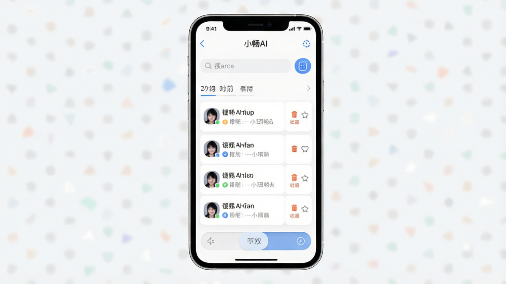 һ��չʾС��AI���ؼ�¼�������ܵĽ���ͼ�������������ֻ���Ļ����Ļ����ʾС��AIӦ�õ���ʷ��¼����ҳ�棬�б��������Ŷ����Ի���¼��ÿ����¼�Ҳ���ɾ�����ղ�ͼ�꣬������