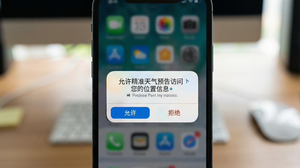 一张展示手机安装应用时权限设置界面的图片,画面主体为手机屏幕,屏幕内显示