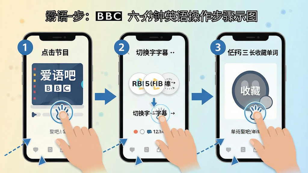 �����BBC������Ӣ���������ʾ��ͼ������Ϊ�ֻ���Ļ�ֲ�չʾ����һ�������Ŀ���ڶ����л���Ļ�������������ղص��ʣ�����Ϊǳɫ���䣬����ƽ����ѧͼʾ��ϸ�ڰ�����ָ���ͼ�ꡢ�����š���ͷָ�������������ɾ����޶���Ԫ��
