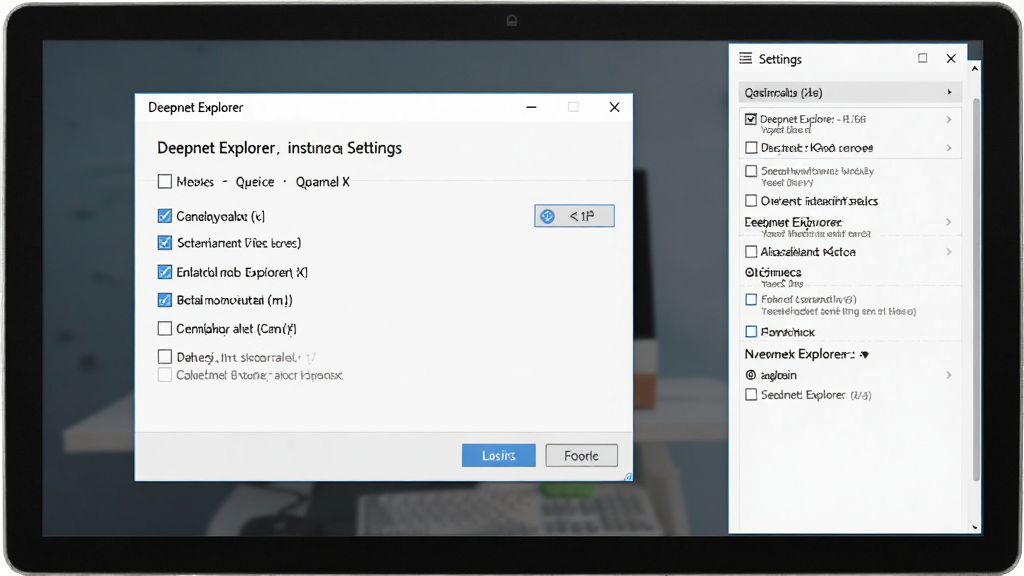 һ��չʾDeepnet Explorer��װ�����ý����ͼƬ������Ϊ������Ļ����ʾ��װ�򵼴��ڣ�ѡ���������Ա���������壬���岼��Ϊ���д��ڼӲ��˵�������Ϊ�����̳̽�ͼ�磬ϸ�ڰ�����ѡ���밴ť�������������ɾ����޶���Ԫ��