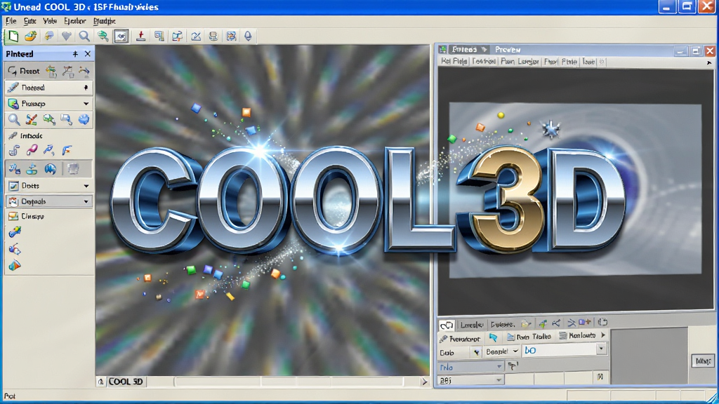 Ulead COOL 3D 软件主界面展示,主体为三维立体文字