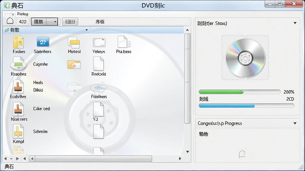 һ��չʾ��ʯDVD��¼���ܵ�ͼƬ��������������¼���棬����Ϊ����ļ��б����Ҳ��¼������壬�Ű���������Ϊǳɫ������ϸ�ڰ����ļ�ͼ�ꡢ��¼������������ͼ�꣬���ʸ��壬����ɾ����޶���Ԫ��