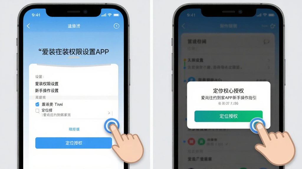 ������Լ����APP���ֲ���ָ��ͼ���ֻ���Ļչʾ��װȨ�����ý����붨λ��Ȩ�������Ա�����ָ���ͼ�꣬����Ϊǳ��ɫ������Ԫ������������࣬���ʸɾ����޶���Ԫ�ء�