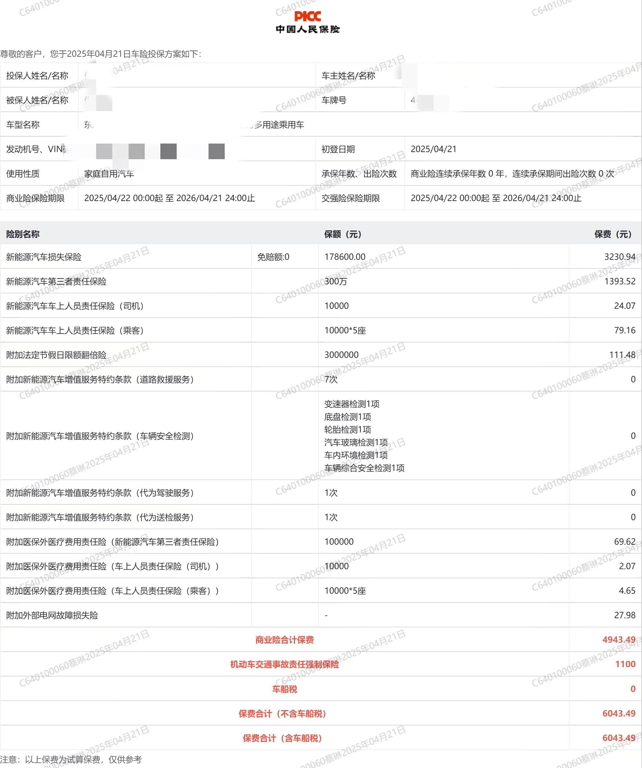 车城CC谈价和费用明细参考图