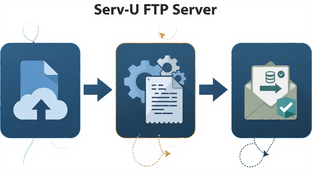 ��������Ϊ Serv-U FTP Server �Զ�����������ͼ������Ϊ�����ҵ�����ͼ�����Ϊ�ļ��ϴ�ͼ�꣬�м�Ϊ������ű����ţ��Ҳ�Ϊ�ʼ��뱸��ͼ�꣬�Ű��������������Ϊ��ƽ����Ϣͼ��ϸ�ڰ�����ͷ���ӡ��ڵ����������Ϊ��ɫ�����ʸ��壬�ɾ����޶���Ԫ�ء�