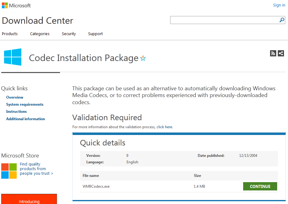 Microsoft Codec Installation Package 安卓版 解码器安装界面