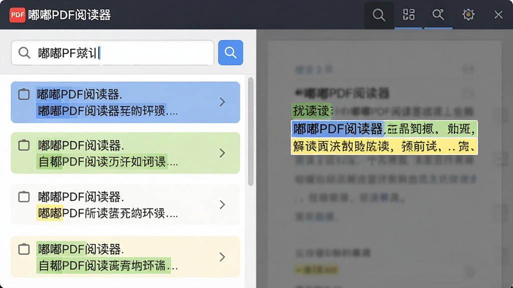 ����չʾ����PDF�Ķ��������������棬�������������˹ؼ��ʣ��·��г�������������Ŀ���Ҳ��ĵ����������ʾƥ�����֡�����Ϊ���ҷ��������Ϊ��๤�߷磬ϸ�ڰ�������ͼ�ꡢ����б�������ɫ�飬����Ϊ���壬����ɾ����޶���Ԫ�ء�