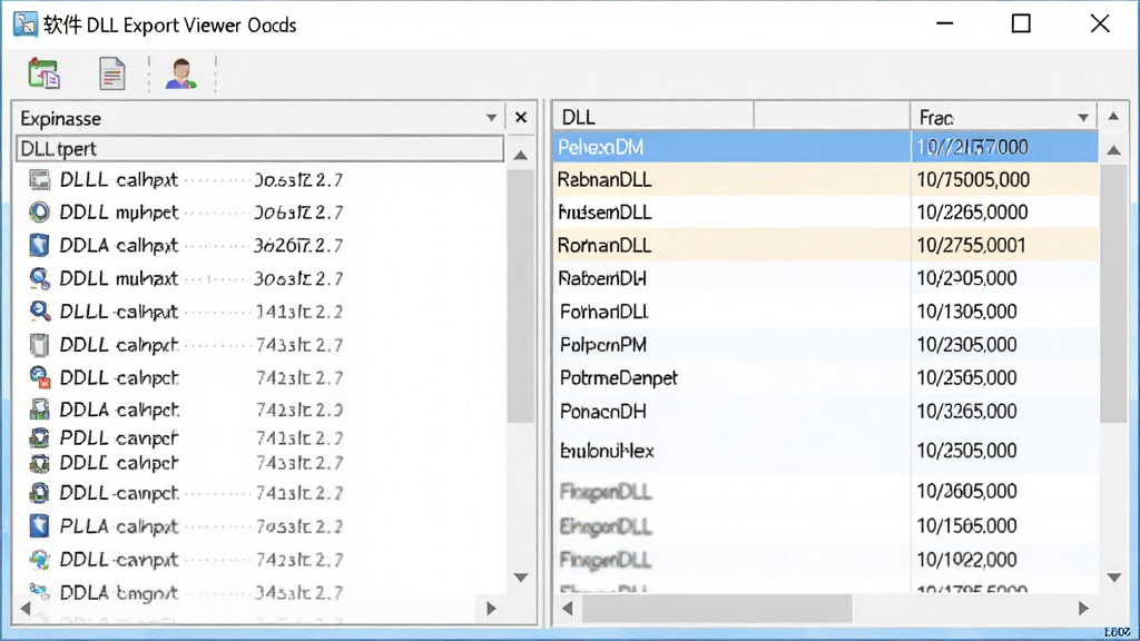 ����DLL Export Viewer����չʾͼ������Ϊ���򴰿�����ʾ���DLL���������б������ֲ������ҷ����ṹ���Ҳ���������ʾ���������ַ�У��Ű����������Ϊ�������ǳɫϵ��ϸ�ڰ�����ͷ�ָ��ߡ���������Сͼ�꣬���ʸɾ��޶���Ԫ��