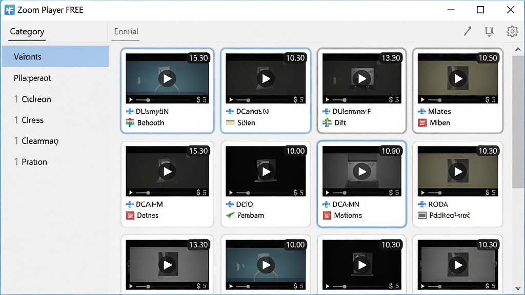 һ��չʾ Zoom Player FREE �����б��������ܵĽ����ͼ���ͼ������Ϊ��������������б����򣬲��������Ϊ�����ǩ���Ҳ�Ϊ��Ƶ����ͼ�����Ű���ÿ�Ƭʽ���У����Ϊ�����ˬ�ı�ƽ����ƣ�ϸ�ڰ���ÿ����Ƶ��Ƭ�ϵ�ʱ���Ǳꡢ�ļ������֡�ѡ�и����߿򣬻�������������ɾ����޶���Ԫ��