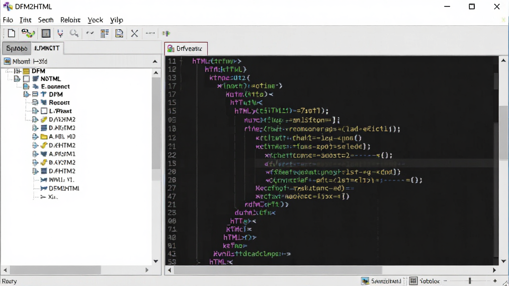 һ��չʾDFM2HTML���������ͼƬ������Ϊ���������ڣ������ʾDFM�ļ��б����Ҳ���ʾת�����HTML����Ԥ��������Ϊ��������ʽ��ƣ��Ű��������������Ϊ�ִ���Լ����磬ϸ�ڰ����˵�������������״̬���ʹ��������ʾ�����������ɾ��޶���Ԫ��