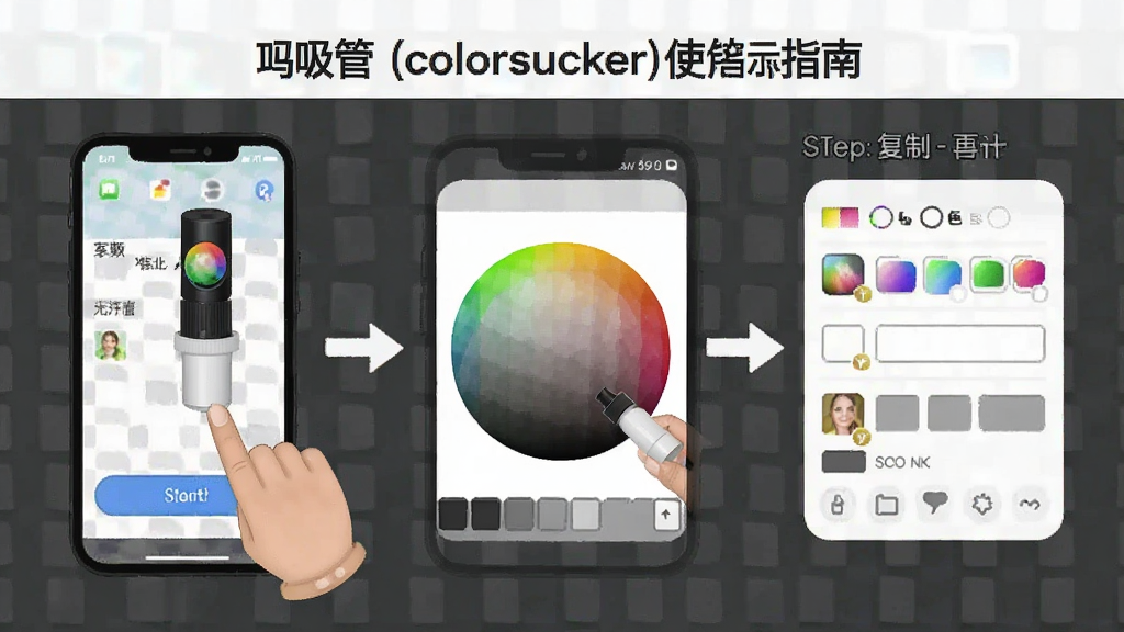 ��ɫ���ܣ�colorsucker��ʹ��ָ��ʾ��ͼ��������չʾ��������ȡɫ�ٵ�����ɫֵ���������̣������������ϸ�ڷḻ�����ʸɾ�