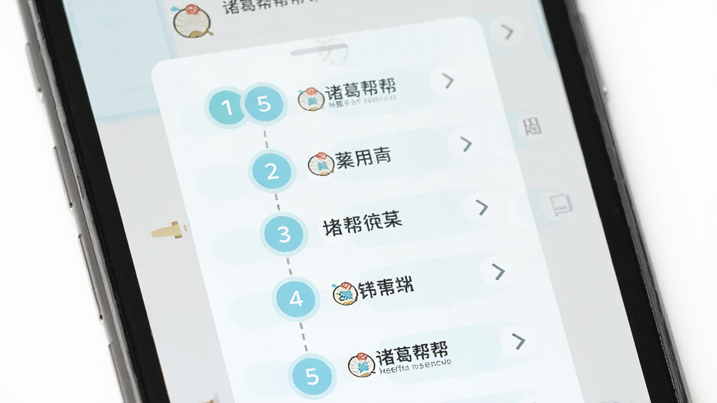 主体是诸葛帮帮新手操作指引界面,布局为手机屏幕内展示步骤引导浮层,排版采用纵向步骤条形式,风格为清新浅色扁平风,细节包括数字序号圆圈与箭头指引图标,画质高清干净无多余元素
