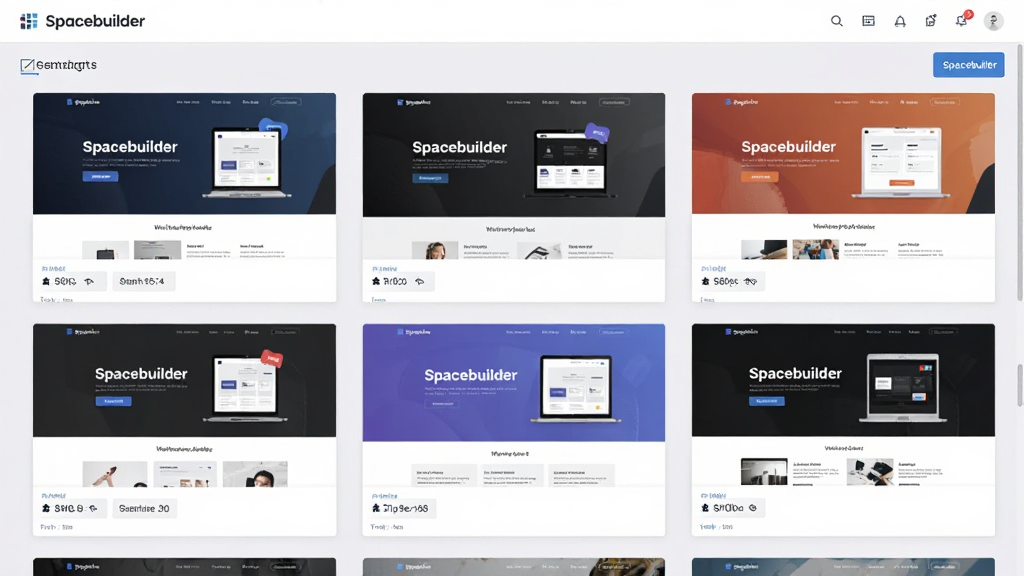 ������Spacebuilder��̨���������ģ��ѡ��ҳ�棬չʾ�����ͬ������վģ������ͼ������Ϊ����״���С��Ű�Ϊ�������֡����Ϊ���¼�����ҳ��ơ�ϸ������ͻ��ģ��Ķ����ԣ�����ͼ�����ɼ�������Ϊ���壬�ɾ����޶���Ԫ�ء�