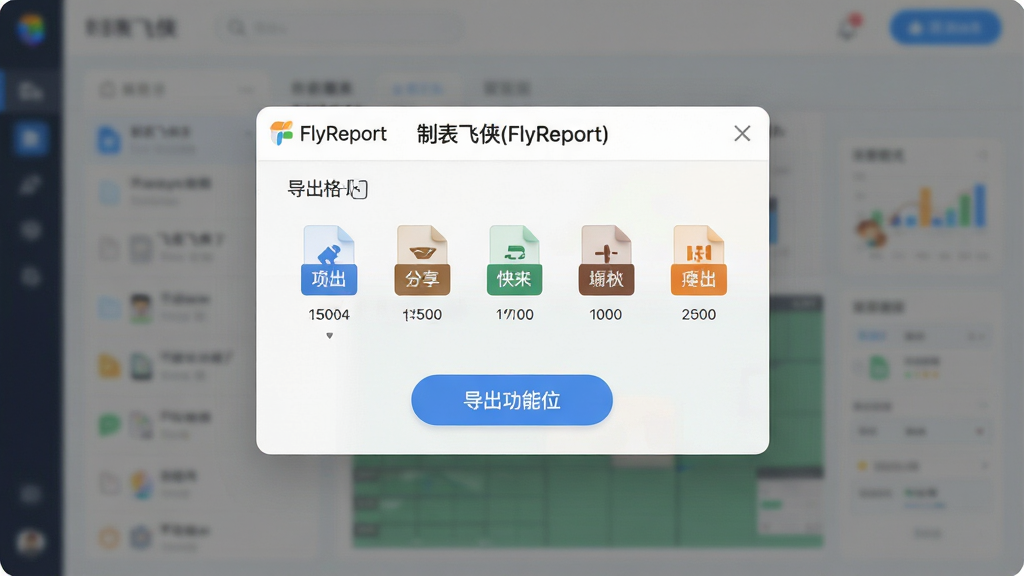 һ��չʾ�Ʊ�����(FlyReport)������������ܵ�ͼƬ�������е���������ʽѡ�񴰿ڣ����������ļ���ʽͼ�ꡣ�Ű���þ��е������֣����Ϊ�ִ�UI��Ʒ��ϸ�������ִ��ڴ��а�͸�����֡���ťԲ��ͼ�꾫�£���ɫ��������������Ϊ����2K������ɾ��޶���Ԫ�أ����ڱ�����ʾ���֡��Ʊ�����(FlyReport)��