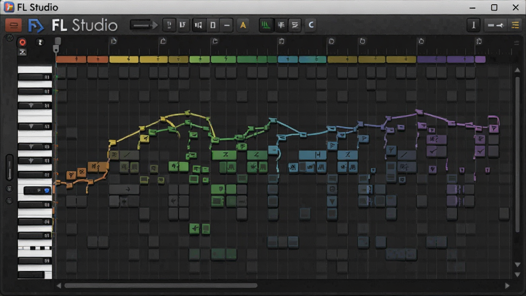 FL Studio���پ������ڣ���ʾ��ɫ���������������������г�����������������С�FL Studio����־����ɫ����������������ϸ�ڷḻ�����廭�ʣ��ɾ��޶���Ԫ��