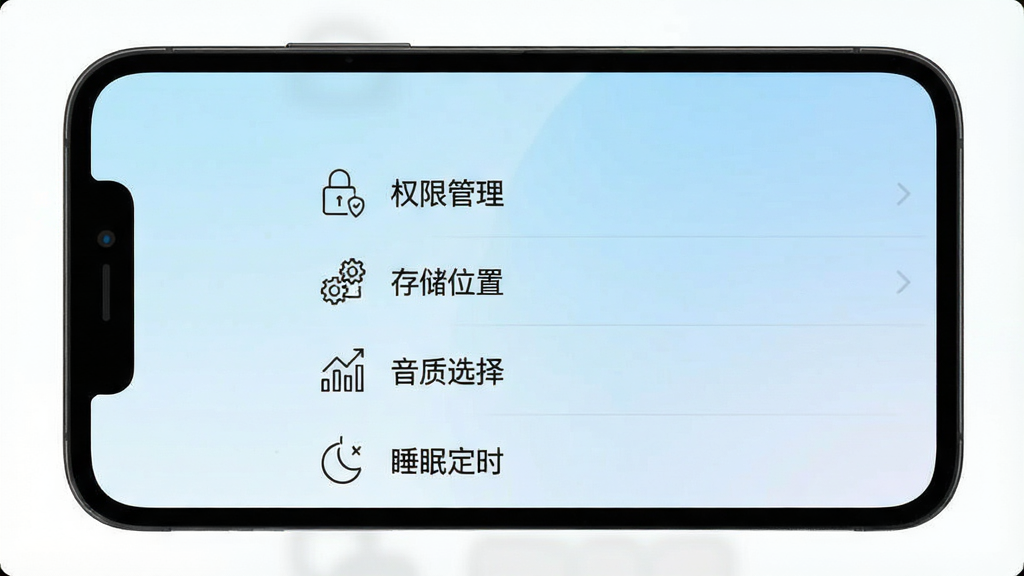 �ϸ辭��������ֻ������ý��棬��Ļ��ʾ��Ȩ�޹��������洢λ�á�������ѡ�񡱡�˯�߶�ʱ����ѡ���б�������Ϊ����ɫ���䣬ͼ��Ϊ���Լ�Լ��񣬲������������ʸɾ����޶���Ԫ��