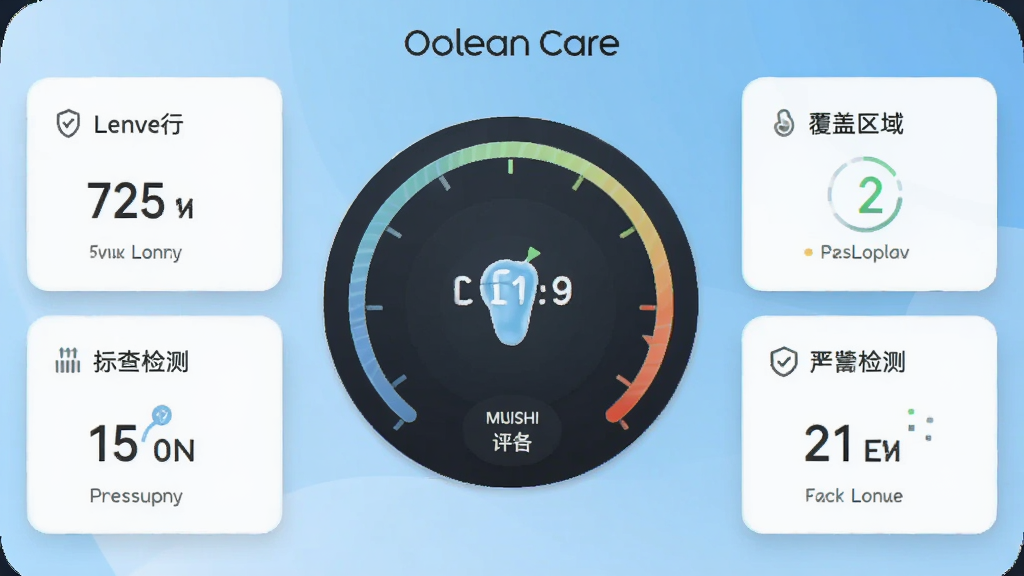 һ��չʾ Oclean Care Ӧ����������ֻ���Ļ��ͼ������������Բ��ˢ�������Ǳ��̣���Χ������ˢ��ʱ������������ѹ���������ݿ�Ƭ������Ϊǳ��ɫ���䣬������ɾ���ˬ�������������޶���Ԫ��