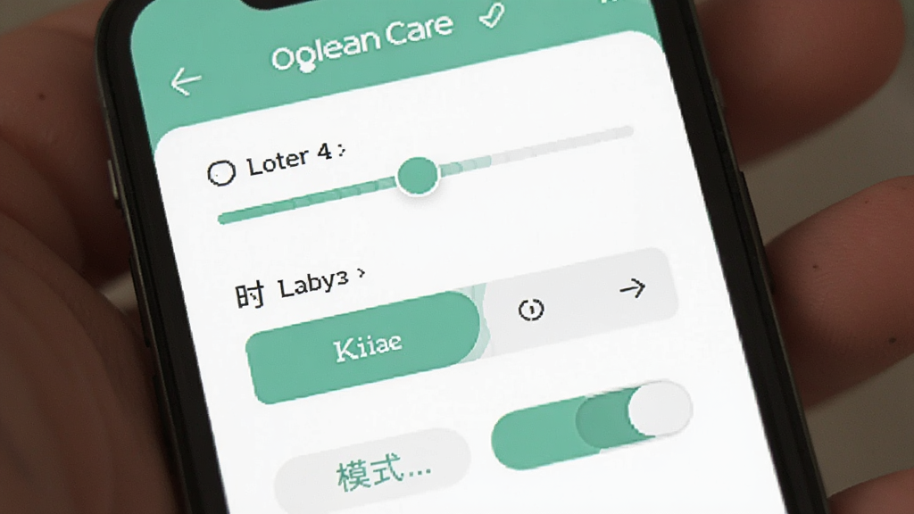 Oclean Care Ӧ���еĸ��Ի��������ý��棬��Ļ����ʾ���ȵ��ڻ��顢ʱ��ѡ��ť��ģʽ�л���ǩ����ɫΪ��ɫ�뱡���̣���������������ֱ��