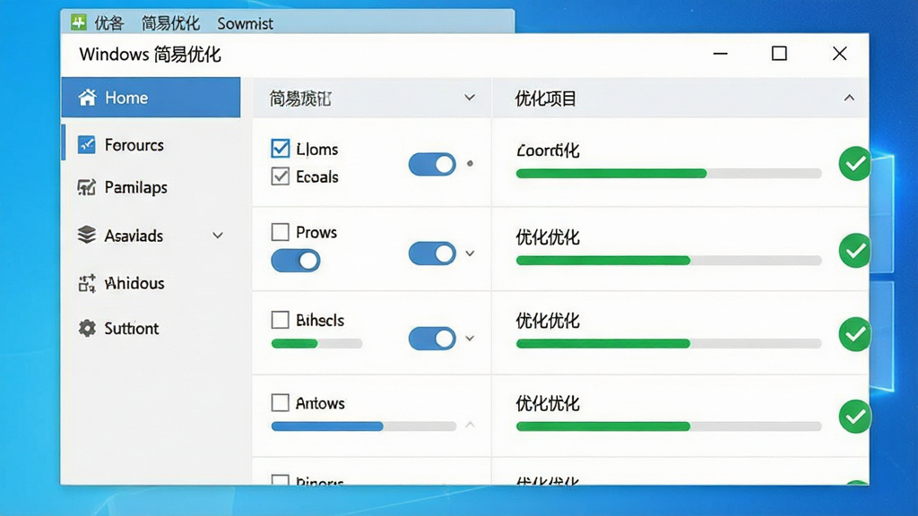 һ��չʾWindows�����Ż���������Ŀ������ͼƬ�������Ǽ������������ڣ�����Ϊ��๦�ܵ��������Ҳ��Ż���Ŀ�б����Ű��������򣬷��Ϊ�ִ���ƽ���Ƽ��磬ϸ�ڰ�����ѡ�򡢿��ذ�ť������������ɫ�Թ�ͼ�꣬���ʸ��壬����ɾ����޶���Ԫ�أ��������д������֡�Windows �����Ż���