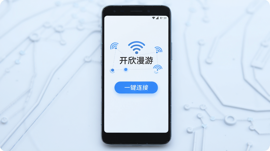一部安卓手机放置在画面中央,屏幕显示