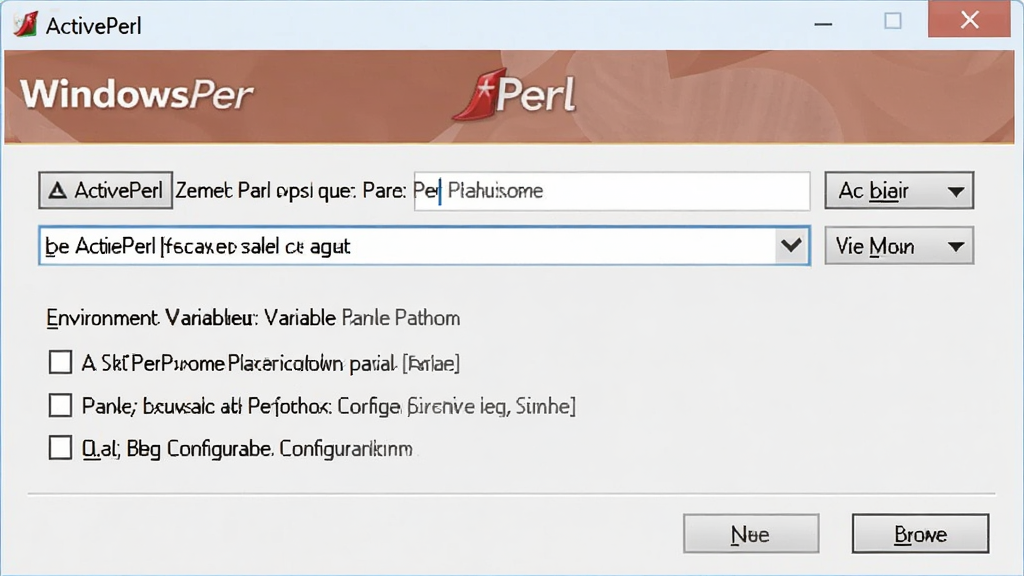 һ��չʾ ActivePerl ��װ·��ѡ���뻷���������ý����ͼƬ������Ϊ Windows ��װ���е�·��������븴ѡ�򣬽������ 