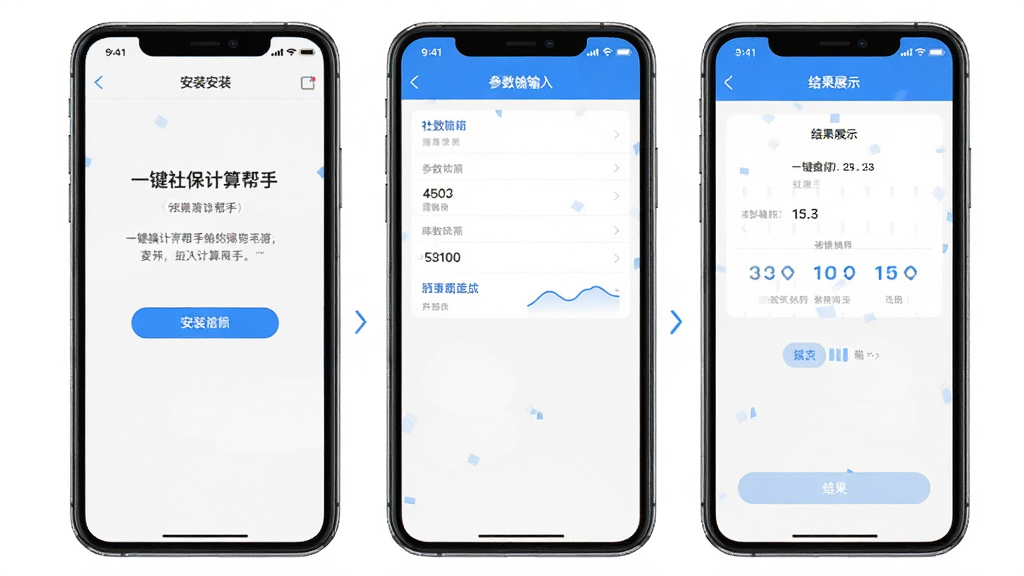 一张AI生成的手机操作步骤示意图,画面展示三个手机屏幕并排排列,分别显示