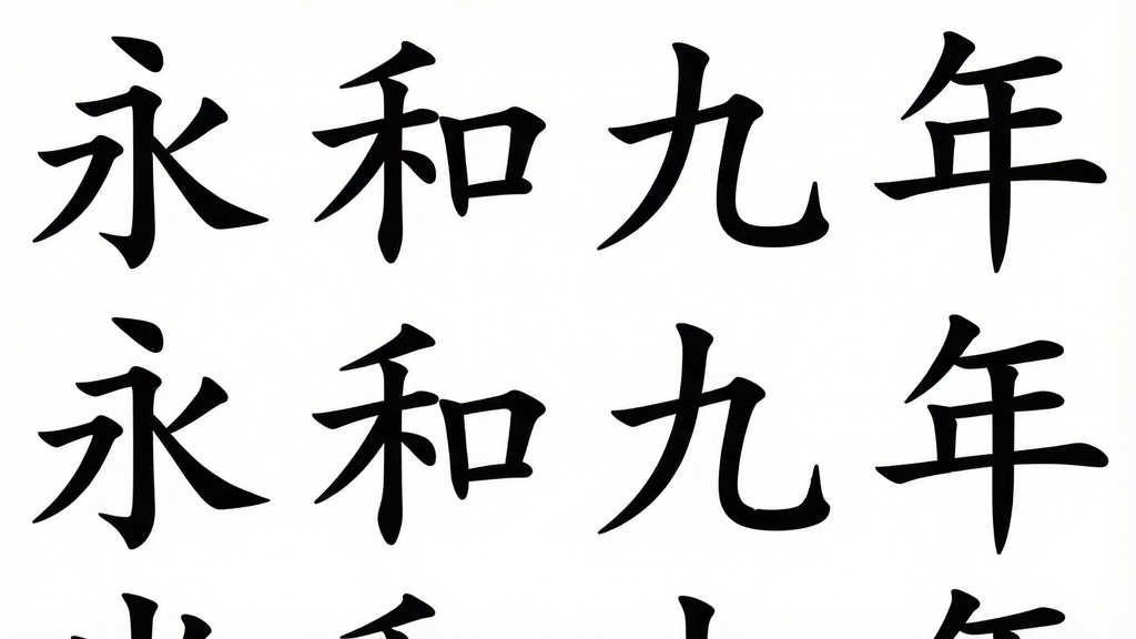 一张展示华文行楷字库中多个不同汉字排列的网格图,画面主体是整齐排列的汉字,如“永、和、九、年”等,布局为整齐的矩阵,风格为极简科技感,细节上每个汉字都清晰展示其行楷笔画,画质高清,背景为纯白色,干净整洁。