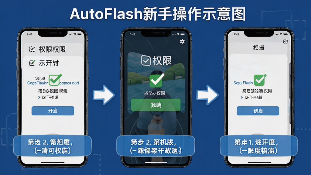 AutoFlash���ֲ���ʾ��ͼ������Ϊ�ֻ���Ļ��ʾȨ�޿������裬����Ϊ�ֲ���ͼ���У����Ϊ�̳�����Ϣͼ��ϸ�ڰ�����ѡ��ǡ���ͷָ��������˵���򣬻��ʸ��塢�ɾ����޶���Ԫ�ء�