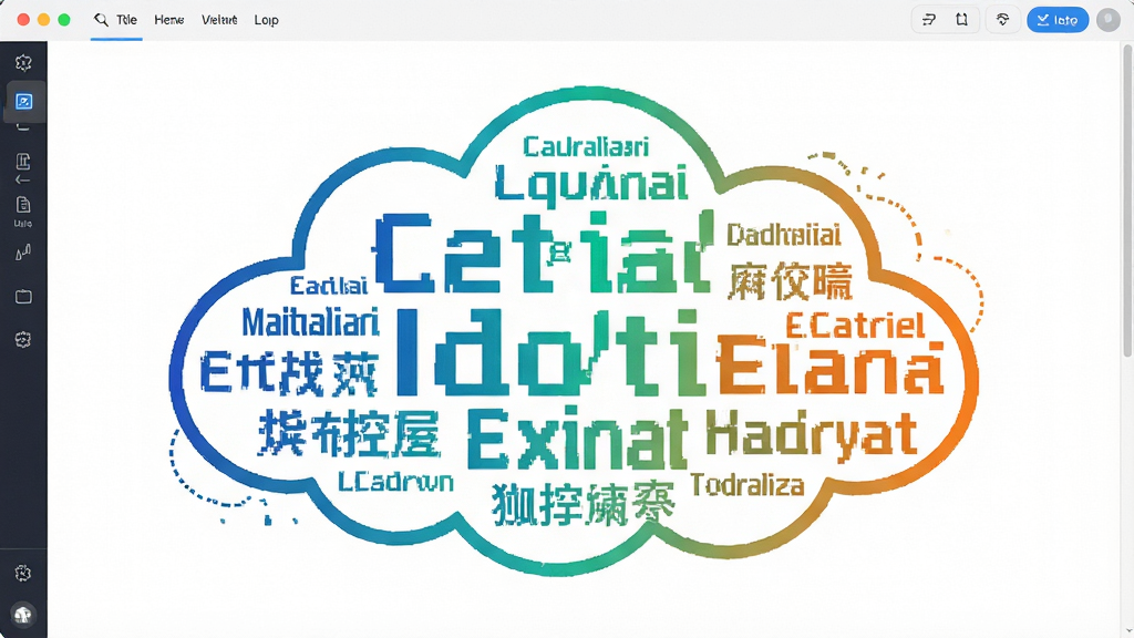 一张展示云里关键词挖掘大师关键词云图生成功能的图片,主体为软件界面中生成的彩色词云图,布局为词云居中、工具栏环绕四周,排版自由,风格为创意视觉风格,细节包括不同字号的关键词、蓝绿橙渐变配色、云朵形状轮廓,画质清晰,画面干净,无多余元素