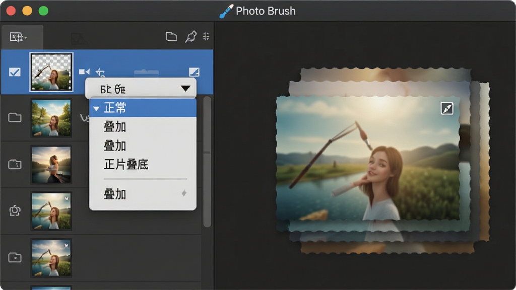 Photo Brush ͼ���������ʾ��ͼ������չʾ������ͼ��ѵ���壬ÿ��ͼ������ͼ�����ɼ������ģʽ�����˵�չ����ʾ�������������ӡ�����Ƭ���ס���ѡ��Ҳ໭���ϳ��ֶ����Ӻ�ĺϳ�Ч�����������ơ�Photo Brush�������ڱ���������������רҵ�����ʸɾ���������Ԫ��