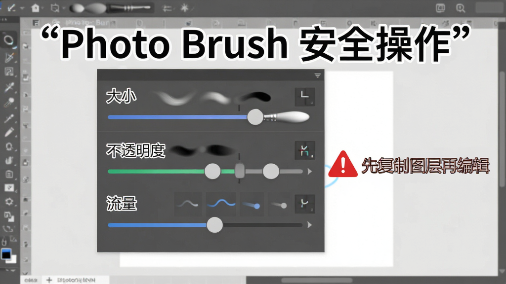 Photo Brush ʹ�ü���ʾ��ͼ������չʾ���������л��ʲ���������壬������ע����С������͸���ȡ����������������飬�Ա��к�ɫ��ʾͼ����ʾ���ȸ���ͼ���ٱ༭��������Ϊǳɫ���������������ֱ�ۣ����ʸɾ����������������ű�ע��Photo Brush ��ȫ������