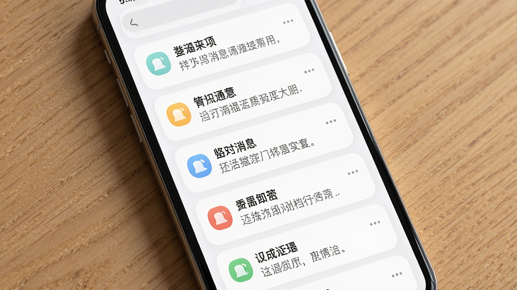 一张小当竞拍消息通知中心界面的图片,画面主体为手机屏幕显示多条通知卡片,布局为纵向列表,风格柔和圆角,细节包含图标、标题与简要内容,画质高清,干净,无多余元素