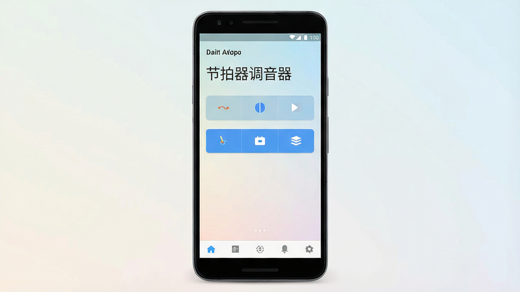 一部安卓手机展示应用主界面,画面主体为手机正面,布局为居中构图,风格为极简清爽风,细节包括顶部标题
