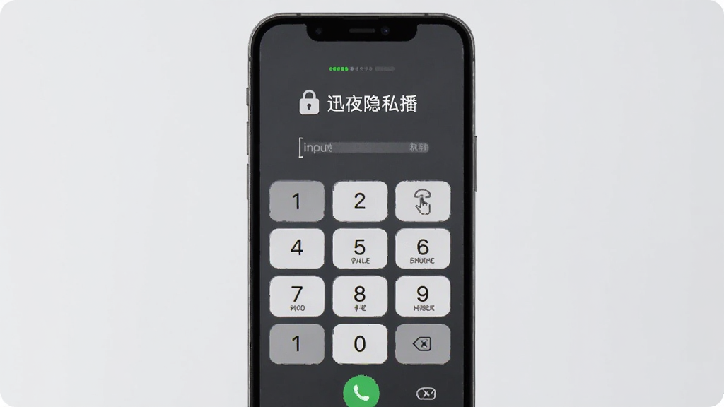 手机屏幕显示密码输入界面,有数字键盘和手势图案区域,顶部有