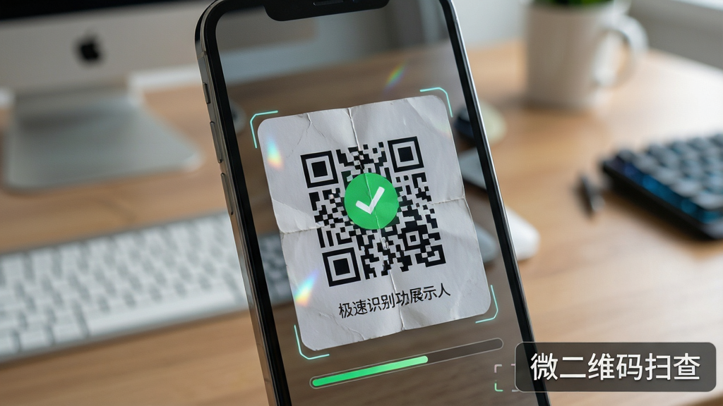 ΢��ά��ɨ�鼫��ʶ����չʾͼ����������Ϊ�ֻ���ͷ��׼һ�Ŵ�����΢�ۺ۵Ķ�ά�뿨Ƭ����Ļ���ѵ�����ɫʶ��ɹ��ĶԹ���ʶ����������ı����ݣ�����Ϊ�黯�����滷�������дʵ�Ƽ��У�ϸ�ڰ�����������Ч��������������͡�΢��ά��ɨ�顱����ˮӡ�������������ɾ����޶���Ԫ��