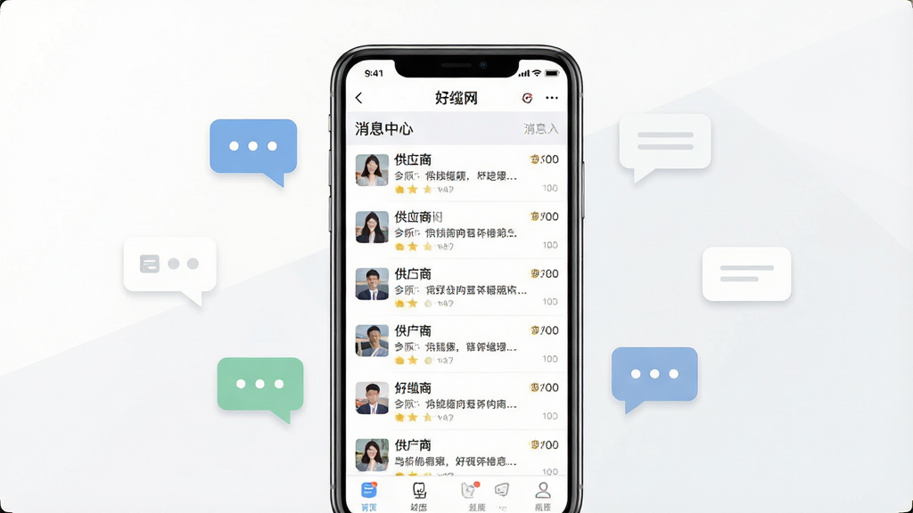 �������ƶ��˲��������ͼ����������һ���ֻ�չʾ������APP����Ϣ����ҳ�棬��Ļ�Ͽɼ������Ӧ�̶Ի��б�������Ϊ����ɫ��ǳ��ɫ���䣬��ΧƯ���ż�����������ͼ����Ϊ��׺�����ֲ��þ��й�ͼ���Ű��࣬���Ϊ�ִ���ƽ����ƣ�ϸ�����ֻ���Ļ������������ʾ