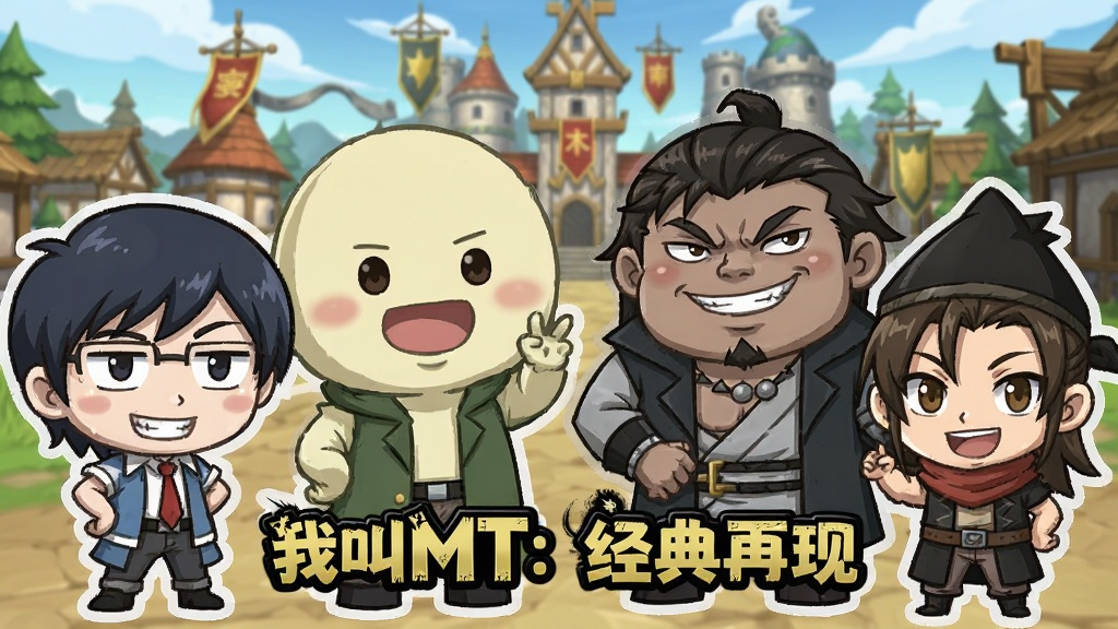 一张Q版卡通风格的角色合影图,画面中有哀木涕、傻馒、劣人、呆贼等