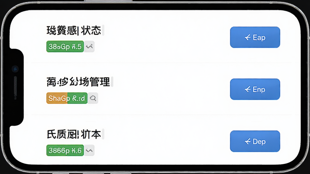 一张展示小麦场馆通多场馆管理界面的图片,手机屏幕上列出三个场馆名称和对应的状态标签,每个场馆右侧有进入管理按钮,界面为列表式布局,风格简约,画质清晰,干净,无多余元素