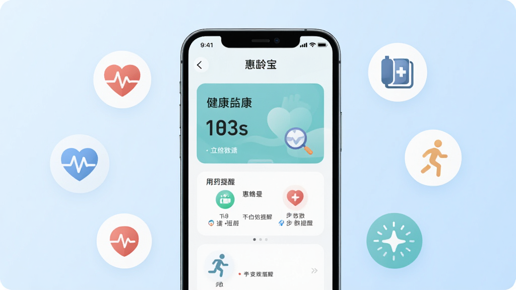 画面中央是一部智能手机,屏幕上显示着