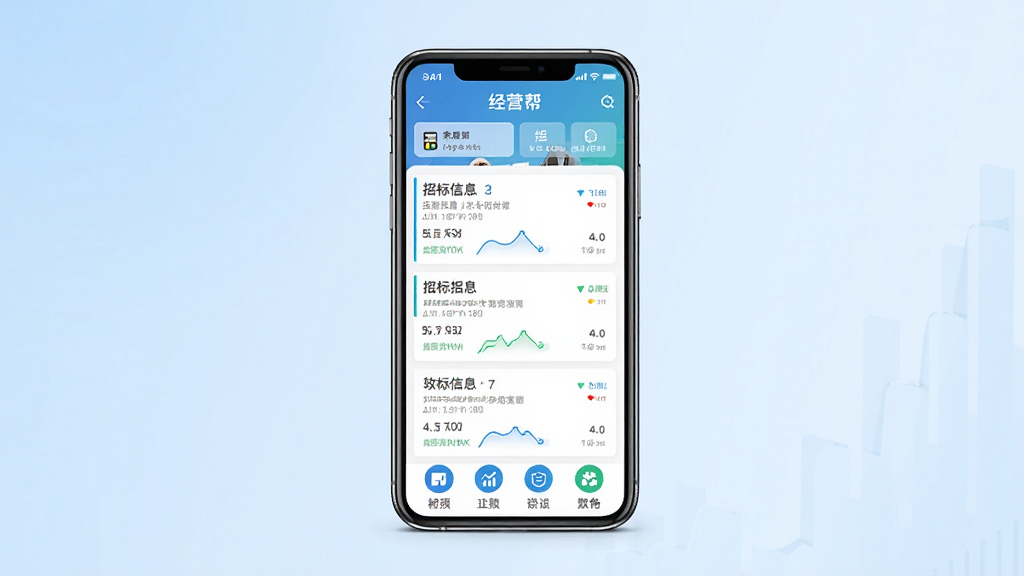 ��Ӫ������������չʾͼ������������һ̨�����ֻ�����Ļ��ʾ��Ӫ��APP����ҳ���棬�����б���Ϣ�б��͹���ͼ�꣬����Ϊ����ǳ��ɫ���䣬����ͻ�������־��У��Ű�����������ִ�����ϸ������Ļ���������ɼ������ʸ��壬�ɾ����޶���Ԫ��