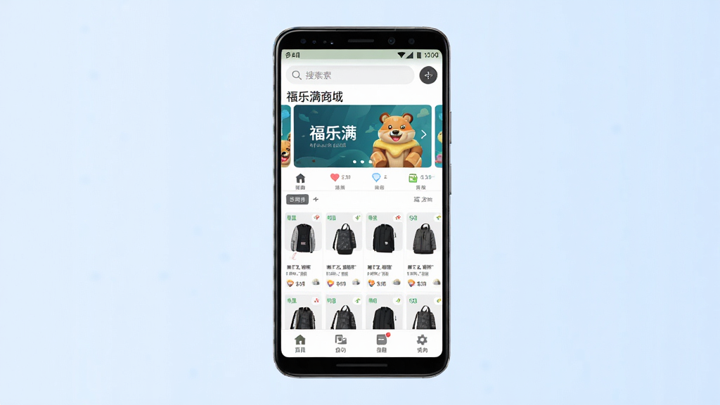 �������ֻ�Ӧ��������ȫòչʾ����������һ��������׿�ֻ�����Ļ�ڳ��ָ������̳���ҳ���������������в��ֲ��������Ʒ�Ƽ����񣬵ײ��ĸ�����ͼ�꣬����Ϊ����ɫ���䣬�����ˬ�ִ���ϸ�����������ʸɾ��޶���Ԫ��