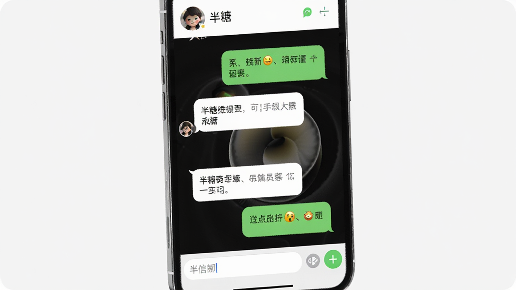 һ���ֻ���Ļչʾ�����ǡ�Ӧ�õ�˽��������棬�Ի������������У��������ֺͱ��飬����ײ��������ͼӺŰ�ť��������ʾ��ϵ��ͷ����ǳƣ���������ˬ��Լ�����ʸ��壬�ɾ��޶���Ԫ��