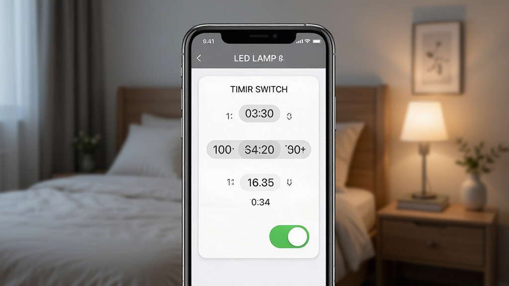 һ��չʾLED LAMP��ʱ���ý����ʾ��ͼ�������������ֻ���Ļ����Ļ����ʾ��ʱ������壬����ʱ��ѡ�����Ϳ��ذ�ť��������һ�����ҳ�������ͷ�ƴ����������𣬲������ֻ�����Ϊ���������黯�������ʵ�ã�ϸ��ͻ��ʱ�����ֺͿ���״̬�������������ɾ����޶���Ԫ��