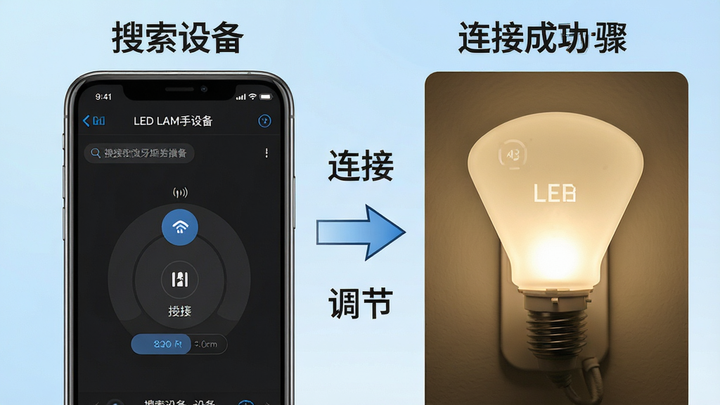 һ��չʾLED LAMP���ֲ������������ͼ�������Ϊ���������֣�������ֻ����������豸�Ľ����ͼ���Ҳ������ӳɹ���ƹ������ʵ��ͼ���м��ü�ͷ���ӣ�����Ϊǳ��ɫ���䣬��������ֱ�ۣ����̳��࣬ϸ��ͻ���������豸�������ӡ������ڡ������������֣������������ɾ����޶���Ԫ��