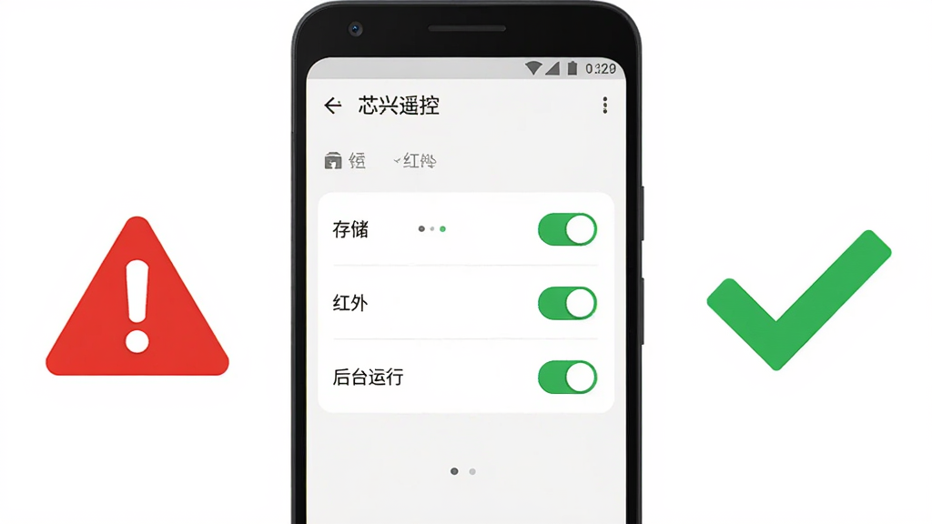 ������һ����׿�ֻ���д����Ļ��ʾ��о��ң�ء���Ӧ��Ȩ������ҳ�棬�С��洢�������⡱����̨���С���Ȩ�޿��ء��ֻ��Ա���һ����ɫ�ľ�ʾ����ͼ���һ����ɫ�ĶԹ�ͼ�꣬�ֱ�����ܿ����Ż������ֲ������ҶԱȣ��ֻ����У�ͼ��ֲ������ࡣ���Ϊ��ƽ�廭�磬ϸ����Ȩ�޿�������ȷ�Ŀ���״ָ̬ʾ��ɫ�ʶԱ����������ʸɾ���