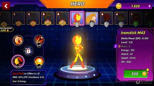 火柴人超级英雄(Stickman Superhero)关卡战斗和金币奖励画面