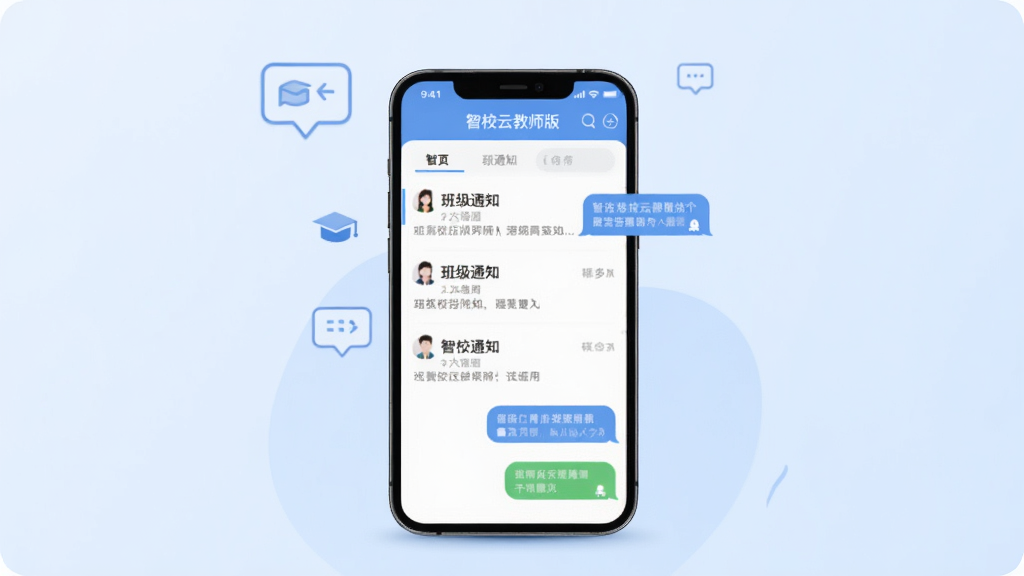 一款教育类手机应用的家校沟通界面展示,软件名称
