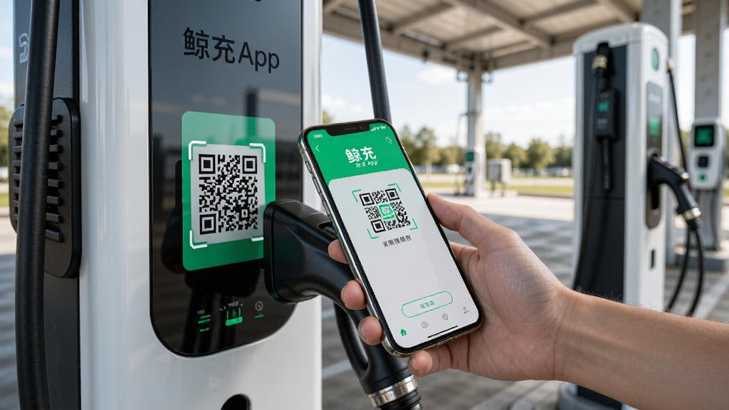 һ��չʾ�û�ʹ�þ���Appɨ����ĳ���ͼ��������һֻ�������ֻ���׼���׮�ϵĶ�ά�룬�ֻ���Ļ��ʾɨ����棬�����ǳ��վ���������дʵ��ϸ�ڰ������׮��ۡ���ά��λ�á��ֻ�����Ԫ�أ����ʸ���ɾ����޶���Ԫ��